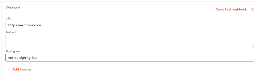 Signing key on workflow webhook
